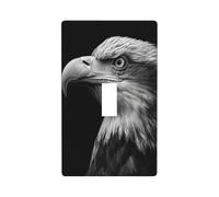 Black and White Eagle Portrait Light Switch Cover Decorative Single Toggle 1 Gang Wall Plate for Kitchen Farmhouse Bedroom Bathroom Art Decor