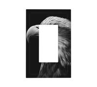 Black and White Eagle Portrait Light Switch Wall Plate Faceplate Cover Single Rocker 1 Gang Decorator Outlet Receptacle Covers for Home Kitchen Room Bathroom Decor