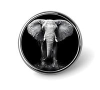 Black And White Elephant Badge Pin Round Badge Metal Button Badges Brooch Lapel Pin for Men Women 1 Inch