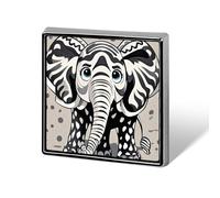Black And White Elephant Brooch Pin Cute Button Badge Aluminum Alloy Button Pins Rectangle Lapel Pin Elegant Memorial Pins Square Brooches for Clothing Backpack Jackets Decoration