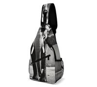 Black And White Elephant Chest Bag for Women Men Small Sling Bag with Extended Strap Fashion Casual Crossbody Bags Exquisite Sturdy Cozy Sling Backpack for Travel Workout Outdoor