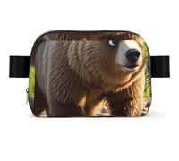 Black and white elephant Fanny Pack Crossbody Waist Bag Pack Waterproof Mini Belt Bag Bum Hip Bag for Men Women, Bear Crossing The River, One Size