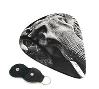 Black and White Elephant Guitar Picks 6 Pcs, 0.96mm Thickness Celluloid Plectrum with Leather Picks Holder, Personalized Guitar Pick for Bass Electric Acoustic Guitars Lovers Gift
