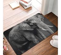 Black and White Elephant Image Door Mat Indoor Outdoor Welcome Mat Resist Dirt Entryway Mat Low Profile Floor Mat Front Doormat Non-Slip Bath Mats Absorbent Flannel Area Rug 24 x 16 in