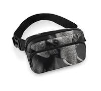 Black And White Elephant Image Fanny Pack Waterproof External Pocket Portable Waist Pack Outdoor Adjustable Strap Lightweight Waist Bag for Workout Traveling Casual Running Hiking Cycling