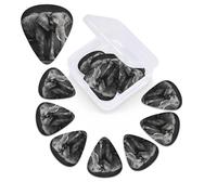 Black and white elephant image Guitar Picks 12 Pack Personalized Plectrums with Storage Box, Colorful Celluloid Guitar Plectrum Includes Thin, Medium, Heavy Picks for Acoustic Guitar Bass Picks