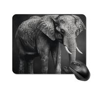 Black and White Elephant Image Mouse Pad Square Laptop Mouse Mat Cute Computer Mousepad Keyboard Pad Non-Slip Desk Pads for Gaming Office Work Home 20 * 25cm