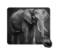 Black and White Elephant Image Mouse Pad Square Laptop Mouse Mat Cute Computer Mousepad Keyboard Pad Non-Slip Desk Pads for Gaming Office Work Home 25 * 30cm