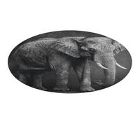 Black and White Elephant Image Round Area Rug Non Slip Backing Doormat Water Absorbent Plush Throw Low-Pile Non-Slip Floor Mat Carpet for Living Room Bedroom Entryway Nursery Room 60 * 60cm
