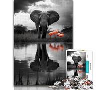 Black And White Elephant Jigsaw Puzzles for Adults 1000 Pieces,Challenging Game And Family Play with Fully Interlocking Randomly Shaped Pieces 38x26cm