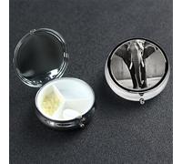 Black and White Elephant Pill Box 3 Compartment Pill Case for Purse or Pocket Small Medicine Organizer with Mirror Travel Pillbox Decorative Metal Vitamin Container Unique Gift