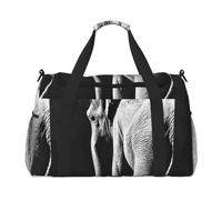 Black and White Elephant Printed Travel Duffel Bag, Large Capacity Hand Luggage Foldable Carry On Bag for Flight Travel Sports