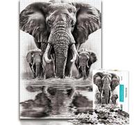 Black And White Elephant Puzzles for Teenagers Teens 1000pc Puzzle,Decompressing Intellectual Educational Toy Secret Santa Gifts 38x26cm