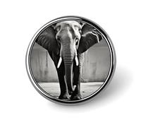 Black And White Elephant Round Badge 25mm/1 Inch Metal Buttons Round Badge Pin Button Parts Classic Pin Holders Buttons for Shirts Clothes Individualistic Brooch