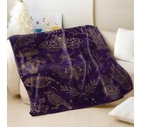 Black and White Etched Skull Moth Printed Flannel Blanket, Dreamy Gothic Design for Adult and Kids Sofa Bed Throw (03,100x150cm)