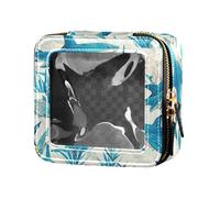 Black and White Evil Eyes Leather Clear Makeup Bag Travel Toiletry Tote Cosmetic Containers for Women, Sharks Camouflage, One Size