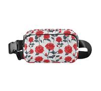 Black and White Evil Eyes Multipurpose Waist Bag Fanny Pack with Adjustable Strap for Travel Gym Work, Floral Pattern Red Roses, One Size