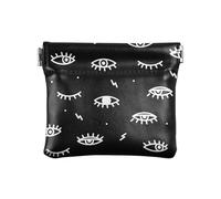 Black and White Evil Eyes PU Leather Change Purse Convenient Pocket Purse Makeup Bag for Girls Women Ladies, Black and white evil eyes, One Size, Modern