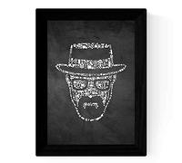 black and white film The breaking bad icons on A3 size poster with black background blackboard style.