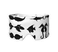 Black and White Fish Printed Sleep Eye and Ear Masks (26.8Ã-4.3 inches) Suitable for Travel, Yoga, Deep Rest Indoor and Outdoor