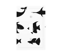 Black and White Fish Unbreakable Polycarbonate Switch Plate-Modern 1 Gang Light Cover for Home Office with Matching Screws