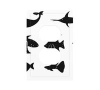 Black and White Fish Unbreakable Polycarbonate Switch Plate-Modern 1 Gang Light Cover for Home Office with Matching Screws