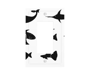 Black and White Fish Unbreakable Polycarbonate Switch Plate-Modern 1 Gang Light Cover for Home Office with Matching Screws