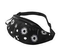 Black and White Floral Print Print Pack Lightweight Adjustable Unisex Waist Bag Travel Running Crossbody Belt Bags