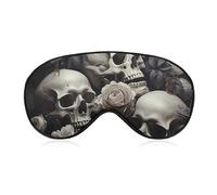 Black and White Flowers and Skull Eye Mask for Women & Men, Breathable & Adjustable Eye Cover, Ultra Soft Sleep Mask, Lightweight Travel Blindfold for Airplane, Nap, Night Sleeping