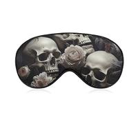 Black and White Flowers and Skull Sleep Mask for Women Men, Soft Eye Mask with Adjustable Strap for Sleeping, Light Blocking Travel Blindfold for Nap Comfortable Eye Cover for Home Office