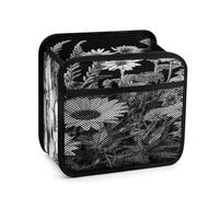 Black And White Flowers Car Backseat Organizer with Clear Tablet Holder, Multi Pockets Waterproof Oxford Kick Mat Storage Bag, Universal Auto Seat Back Storage Caddy for Drinks Travel Essentials