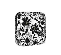 Black and White Flowers Print Multifunctional Storage Bag Pad Bag Skin-Friendly Period Pouch Reusable Tampon Bag for Female
