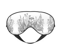 Black and White Flowers Print Sleep Mask Silk Eye Cover Soft Satin Blindfold Elastic Strap Night Eyeshade Travel Nap for Women Men