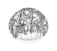 Black And White Flowers Shower Cap With Elasticated, Waterproof Double-Layered Reusable, Ear Muffs For M en, Women Women.