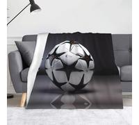 Black and White Football Flannel Blanket Throw - Bedding Decor/Soft Cozy Lightweight Blanket for Sofa, Bed, Office 60" x 50"