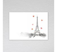 Black and White French Themed Blank Note Cards with Envelopes: Black and White with Chic Red Hearts Eiffel Tower Note Cards (Pack of 50 without Envelopes)