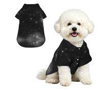 Black and white galaxy L Pet Hawaiian Shirt for Small Dogs-Cute Summer Beach Outfit for Puppy, Soft Breathable Cat Clothes with Buttons