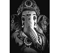 Black And White Ganesh Hindu Art Print Canvas Premium Wall Decor Poster