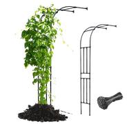 Black and White Garden Arch, Metal Trellis for Climbing Roses, Adjustable Width 60-300 cm, Height 240 cm, Decorative Plant Support for Outdoor Garden Decor.
