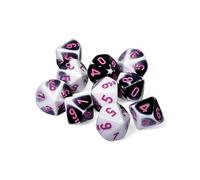 Black and White Gemini Dice with Pink Numbers D10 16mm (5/8in) Pack of 10 Dice Chessex
