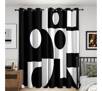 Black and White Geometric Curtains for Bedroom 52 x 63, Modern Abstract Curtains Blackout Living Room Home Decor, Printed Window Eyelet Drapes 63 Inch Drop 2 Panels - yu291