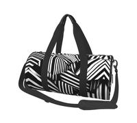 Black and white geometric lines Canvas travel bag, large capacity, can be carried on the shoulder