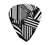 Black and white geometric lines Guitar picks, 12-pack of wear-resistant guitar picks for guitar, bass, electric guitar, ukulele, thin, medium and heavy