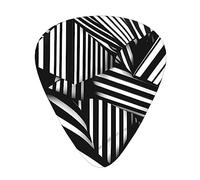 Black And White Geometric Lines Guitar Picks, Premium Celluloid Picks For Enhanced Playability And Tone.