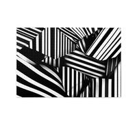 Black and white geometric lines Horizontal Wooden Jigsaw Puzzle 1000 Pieces Relax and Improve Hands on Skills and Concentration