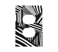 Black and White Geometric Lines Unbreakable Polycarbonate Switch Plate-Modern 1 Gang Light Cover for Home Office with Matching Screws