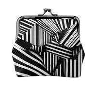 Black and White Geometric Lines Women’s Small Coin Purse,Rectangle Kiss Lock Coin Pouch, Pocket-Sized, Mini Coin Purse for Women