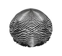 Black And White Geometric Shape Art Shower Cap for Women Double Layers Thick Hair Caps Reusable Waterproof Bath Caps with Elastic Band Hair Hat Washable Shower Hat for Men Women Spa Salon