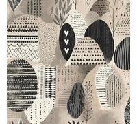 Black and White Geometric Wallpaper,44 x 600 cm Peel and Stick Wallpaper Abstract Geometric Hand Drawn Doodle Pattern Modern Wall paper Self Adhesive Furniture Wrap for Living Room,Bathroom,Cabinet