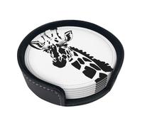 Black and white giraffe 6-Piece Coaster Set for Home Decor and Desktop Protection, Suitable for Various Cups and Coffee Mugs.
